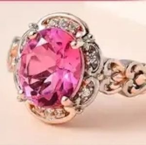 Radiant Orchid Quartz 925 SS and Rose Gold Plated Ring